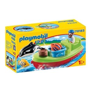 Playmobil 1.2.3 Red and Green Boat Toy